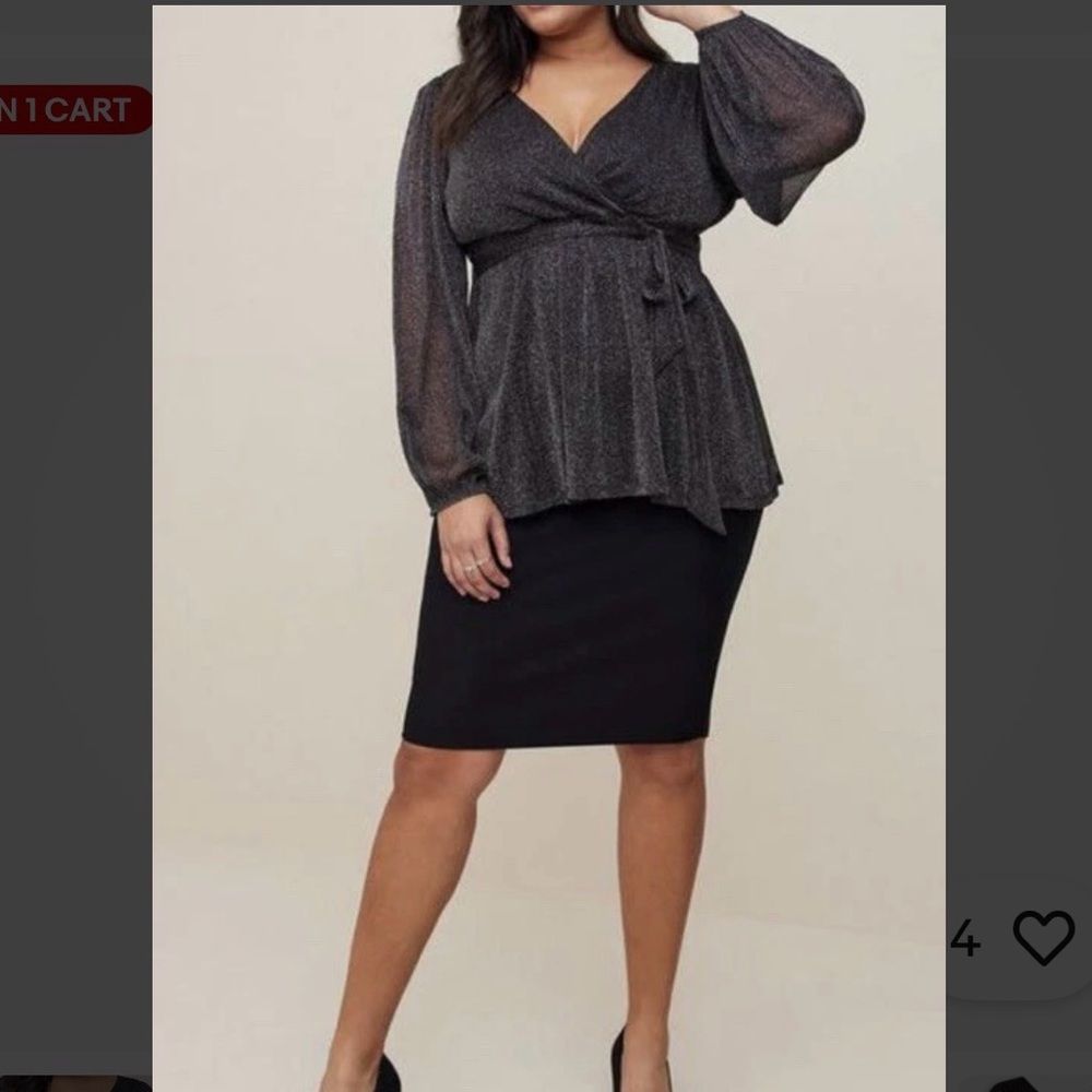 Torrid KNIT GLITTER LUREX SURPLICE PEPLUM TOP size 3X